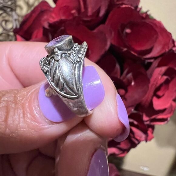 925 SU Native American Amethyst Ring Sz 5 Sterling silver - Picture 3 of 5